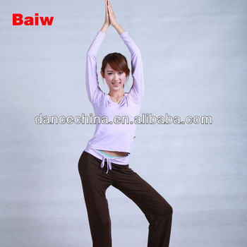 11111427 Polyester Spandex Front Warping Long Sleeve Yoga Top