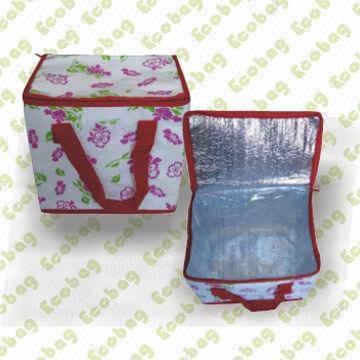 PP Woven Cooler Bag, Made of PP Woven Fabric with Recycle Fabric