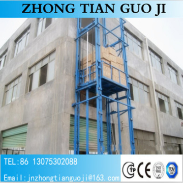 Stationary hydraulic guide rail lift platform elevator platform for cargo delivery