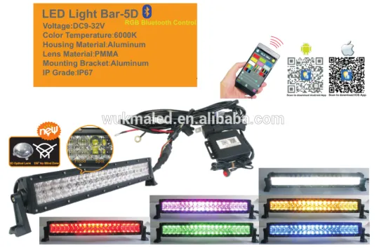 22" 120W Straight five color RGB 3w LED Light Bar Flood & Spot Combo Beam 5D Led Light bar