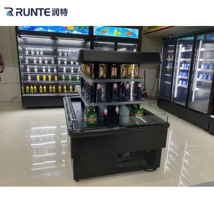Mini Island Refrigerated Cabinet for Fruit, Drink, and Vegetable Display