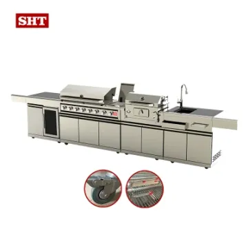 Wholesale Outdoor BBQ Island Kitchen Grill Gas Charcoal with Wine Coolers