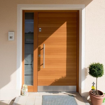 Villalar için sidelitli modern ahşap dış kapı