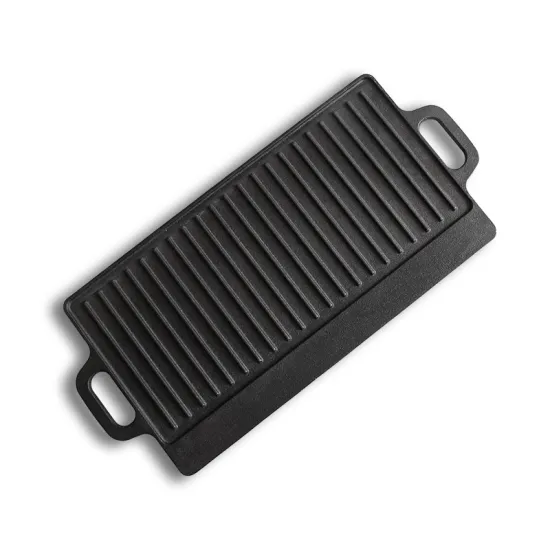 BBQ Cooking Rectangle Griddle Pan Non Stick Cast Iron Grill Baking Pan Double Sided Grill Topper
