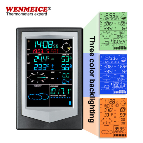 stazione meteorologica WiFi wireless a schermo colorato alimentato a energia solare con app per telefono gratuita