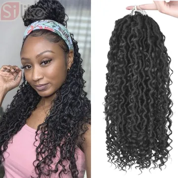 18 inch Hippie Faux Locs Wavy Crochet Curly Hair Crochet hair with Curly Ends River Locs New Boho Goddess Locs Crochet Hair