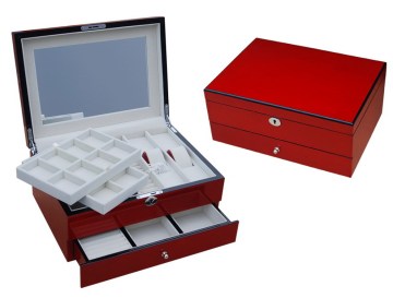 Red Jewelry Box Has Drawer