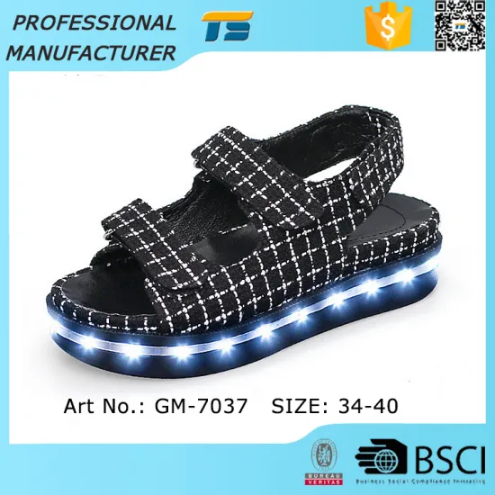 Latest Style Fashion Women Girl Summer Led Flashing Night Light Shoes Led Sandals