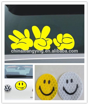 PVC Reflective smiley faces safety reflective sticker,Lovely reflect product custom