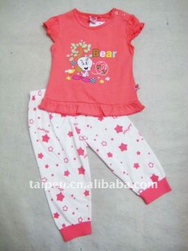 Baby Cap Sleeve Pajamas Silk Children 2Pcs Set Pajama