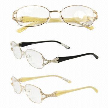 Fashion full-rim metal optical frame for ladies, with shiny diamonds