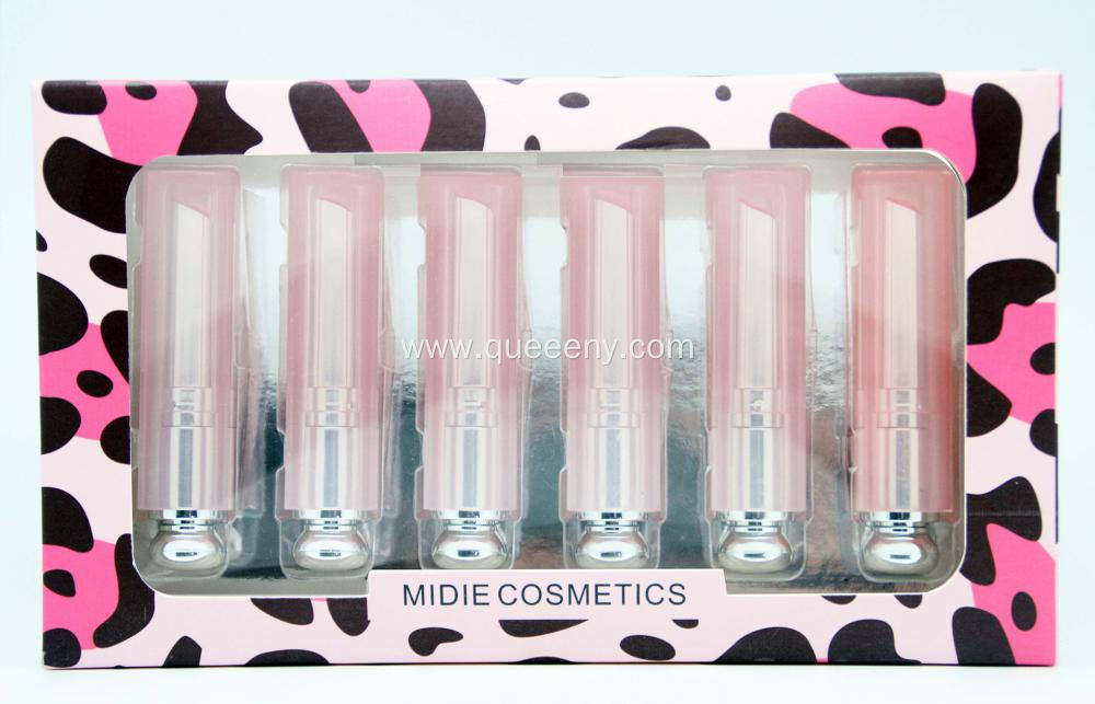 6 lipstick, pink packaging