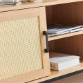 Rattan TV -Standschrank, modernes Medienschrank Home Entertainment Center für Fernseher bis 50 &quot;, Wood Farmhouse TV -Konsole -Tisch mit