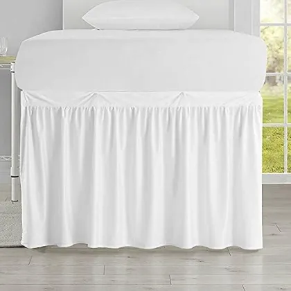 Extra Long Twin XL Microfiber Ruffled Dorm Bed Skirt