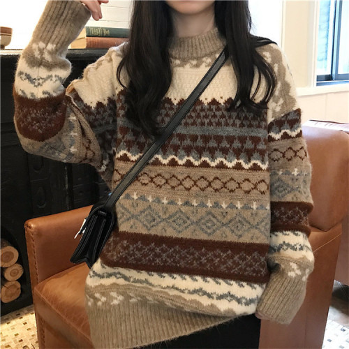 Patchon de couleur de la couleur de la femme pull en tricot