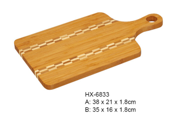 Bamboo Paddle Cutting Board With End Grain Inlay