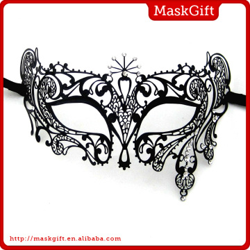 Gorgeous~ Anne Black Venetian Metal Masquerade Mask With Crystals MB006