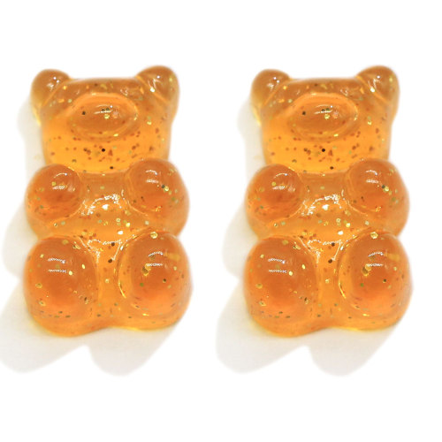 La migliore vendita Gummy Bear Glitter Flatback Bear Cabochon Orecchino Pendente Decorazione Charms Cartoon Craft