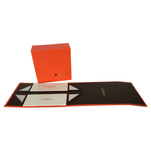 High quality orange cosmetics paper magnetic gift box