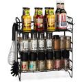 3 Tier Black Spice Rack Organizer For Countertop