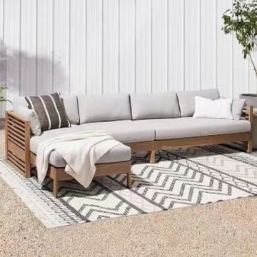Luxury Waterproof Teak Wood Outdoor Sofa Set for Living Room, Balcony, Patio, and Garden