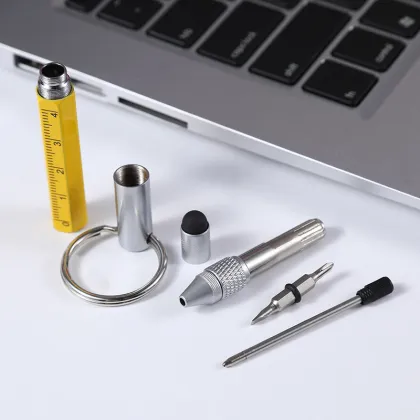 2021 New Tech Tool Pen Scale Ruler Ballpen Metal Keychain Pen with Stylus