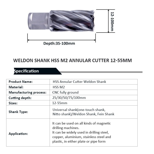 TCT annular cutter with FEIN quick-IN shank