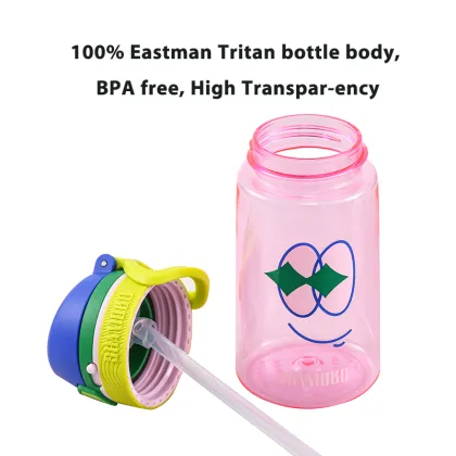 Plastic Straw Water Bottle Smiling Face