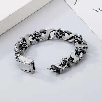 KALEN 220mm Gothic Punk Stainless Steel Links Bracelet