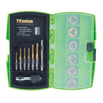14-piece Tap and Die Set, Includes 1-piece Tap Holder