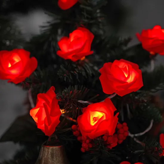 Romantic LED Simulation Rose String Light - Atmospheric Battery-Powered Decorative Christmas Lights