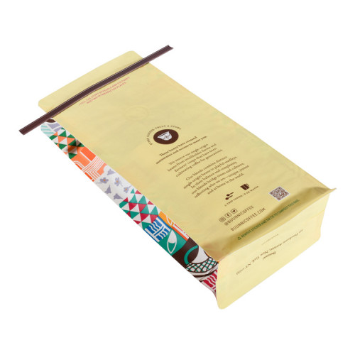 Flat Bottom White Kraft Paper Coffee Bags With Tin Tie