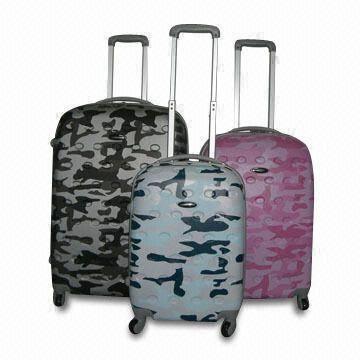 3 Pieces Trolley Set, Available with Camouflage Printing and 4 Wheels, Made of ABS