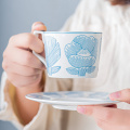 Alice Blue Cup and Saucer Coffee Tea Cup Mug Ceramic Decal Porcelain Afternoon Tea Set Latte and Cappuccino