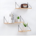 Wood Floating Shelf With Iron Rack Wall Mount