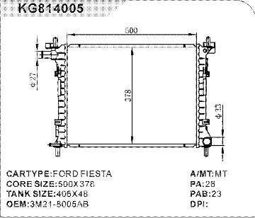 car radiator car for FORD FIESTA      OEM:3M21-8005AB