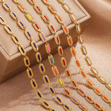 Wholesale Colored Oil Dripping Stainless Steel Cuban Necklace Chain for DIY Jewelry