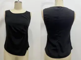Round Neck Asymmetric Design Sleeveless Women's Top