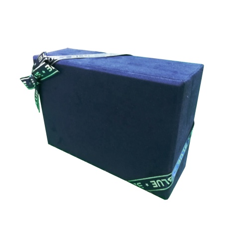 High quality blue Velvet cloth paper gift box