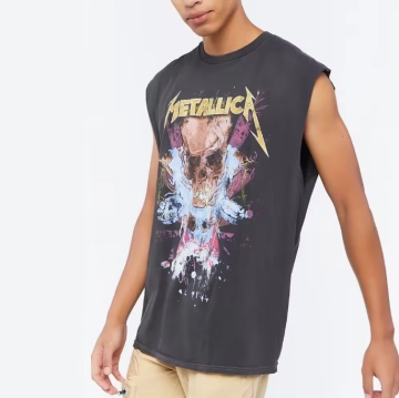 Custom DTG Printing Men's Acid Washed Luxury Hip Hop Streetwear Tank Top and Vest with Graphic Designs