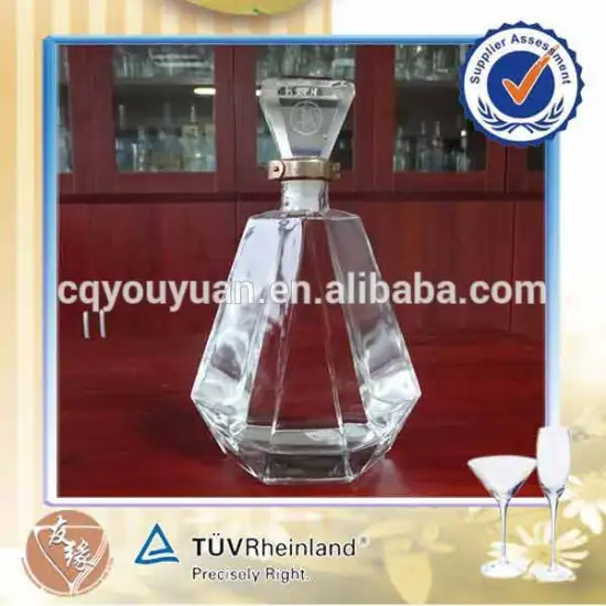 Refillable 500ml diamond unique shaped glass bottles