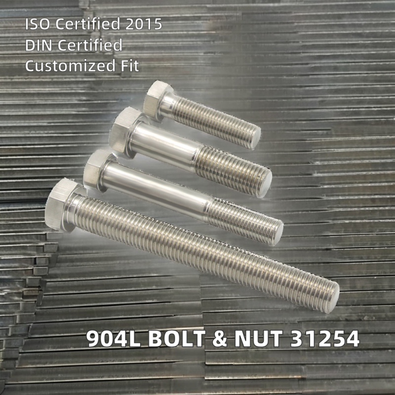 High Strength Super Stainless Steel 904L DIN Standard Hex Bolt and Nut Uns S31254 Plain Finish Premium Bolts