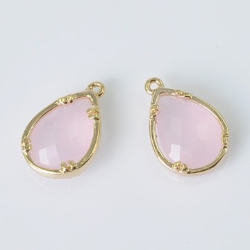 Pendant, Fashion Jewellery Tear Drop Jelly Glass Stone Gold Pendant, Pendant Jewelry Findings Brass P9128