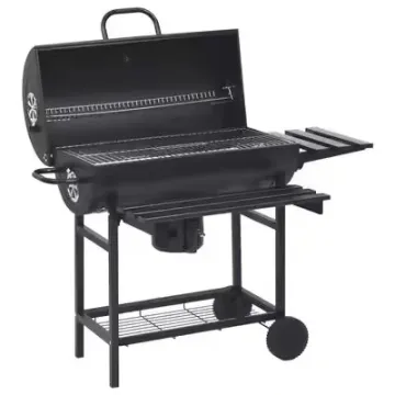 Outdoor Cylinder Barrel Oil Drum Coal Smoker Charcoal Barbecue Trolley BBQ Garden Grill