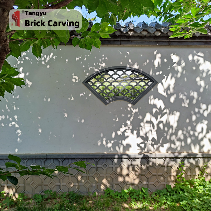 Fan shaped fence through window