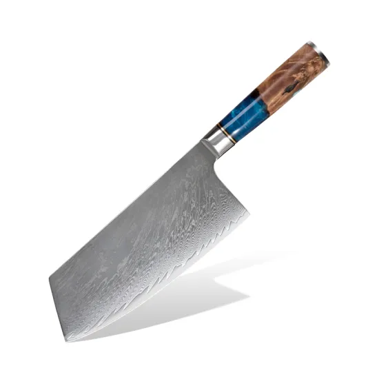 7 Inch Resin-Coated Carbon Damascus Steel Meat Cleaver: A Premium Chinese Chef's Kitchen Knife