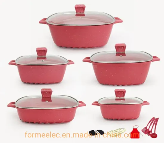 22 Pieces Cookware Set Casserole Set Granite Set Aluminum Casserole Pot Set