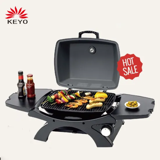 Outdoor Camping Tabletop Portable Barbecue Grill 1 Burner Gas Bbq Grill With Side Table