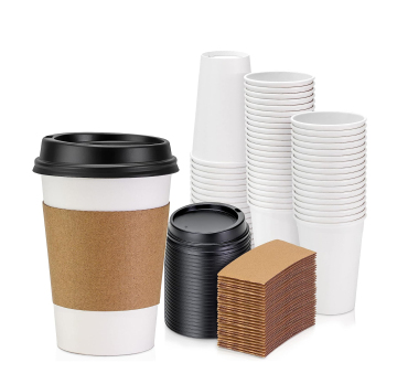 Biodegradable Paper Coffee Cup Combo with Lid and Sleeve