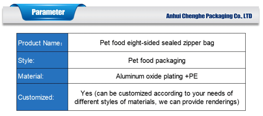pet food eight sided zipper bags